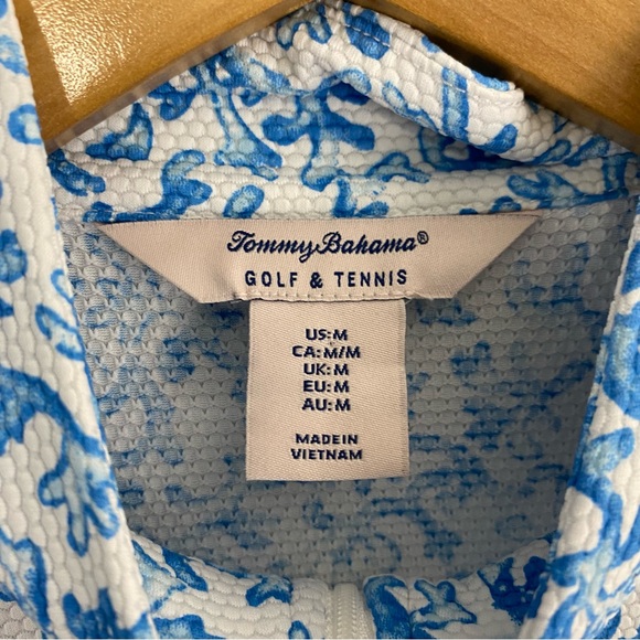 Tommy Bahama Golf and Tennis Blue and White Print Full Zip Jacket Sz Medium - Picture 3 of 7
